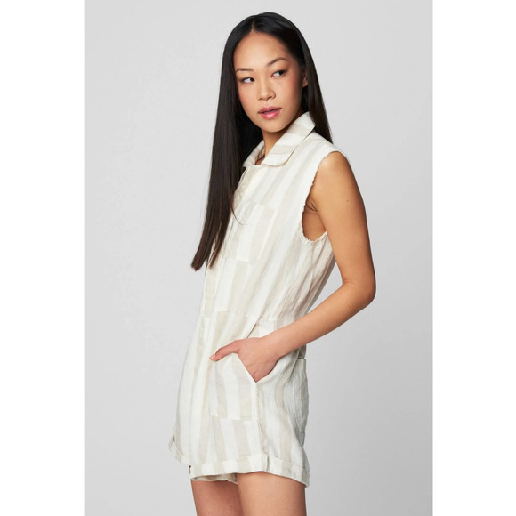BLANKNYC Striped Linen Romper In Changing Lanes Size XS Women NWT - Picture 7 of 10